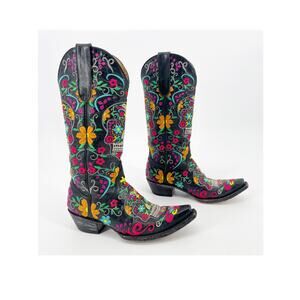 Old Gringo Women's 5.5 Klak Black Sugar Skull Embroidered Western Cowgirl Boots